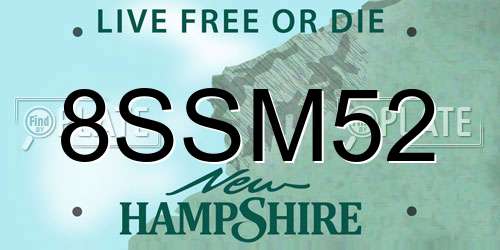 8SSM52 New Hampshire License Plate