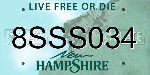 8SSS034 New Hampshire License Plate