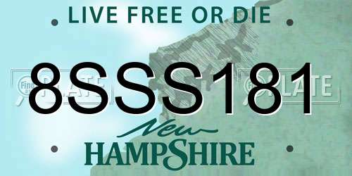 8SSS181 New Hampshire License Plate