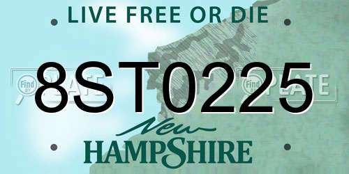 8ST0225 New Hampshire License Plate