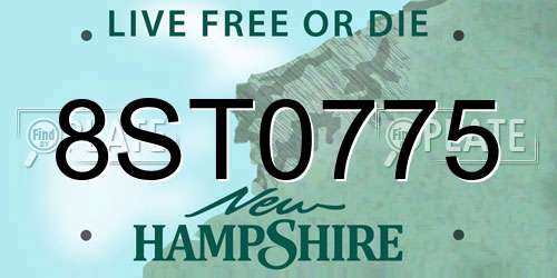 8ST0775 New Hampshire License Plate