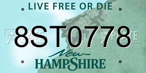 8ST0778 New Hampshire License Plate