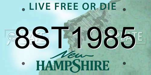 8ST1985 New Hampshire License Plate