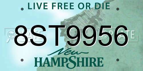8ST9956 New Hampshire License Plate