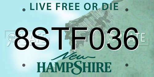 8STF036 New Hampshire License Plate