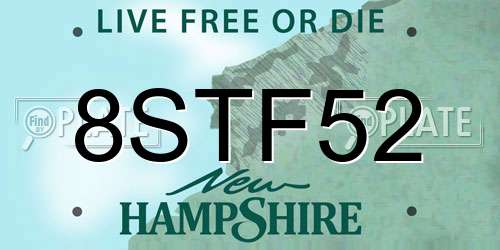 8STF52 New Hampshire License Plate