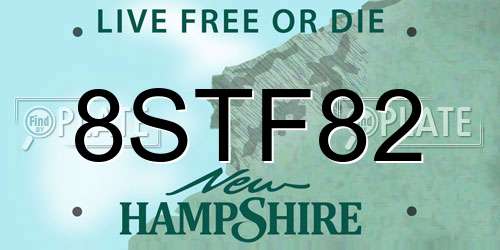 8STF82 New Hampshire License Plate