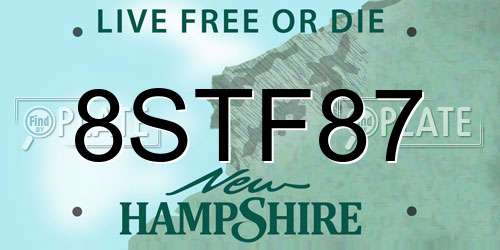 8STF87 New Hampshire License Plate