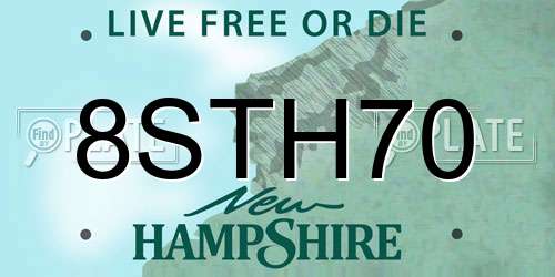 8STH70 New Hampshire License Plate