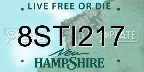 8STI217 New Hampshire License Plate