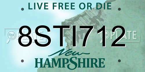8STI712 New Hampshire License Plate