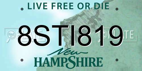 8STI819 New Hampshire License Plate