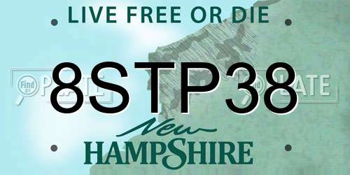 8STP38 New Hampshire License Plate