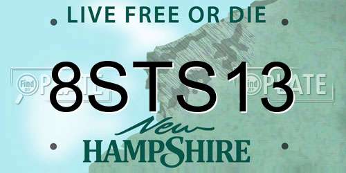 8STS13 New Hampshire License Plate