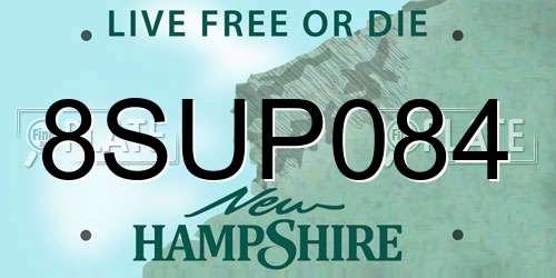 8SUP084 New Hampshire License Plate