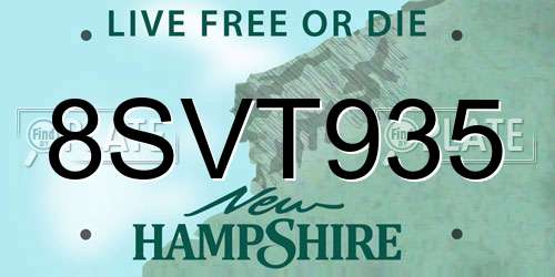 8SVT935 New Hampshire License Plate