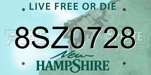 8SZ0728 New Hampshire License Plate