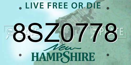 8SZ0778 New Hampshire License Plate