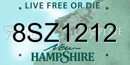 8SZ1212 New Hampshire License Plate