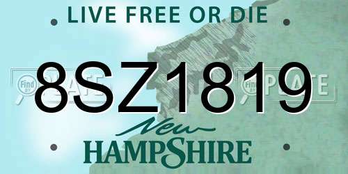 8SZ1819 New Hampshire License Plate