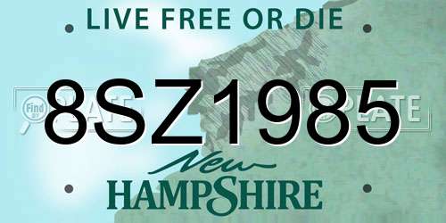 8SZ1985 New Hampshire License Plate