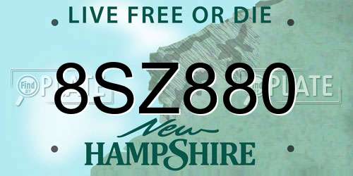 8SZ880 New Hampshire License Plate