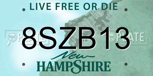 8SZB13 New Hampshire License Plate
