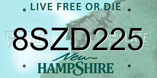 8SZD225 New Hampshire License Plate