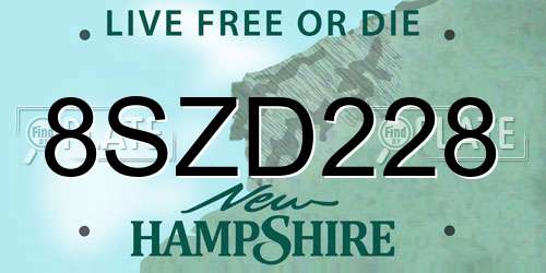 8SZD228 New Hampshire License Plate