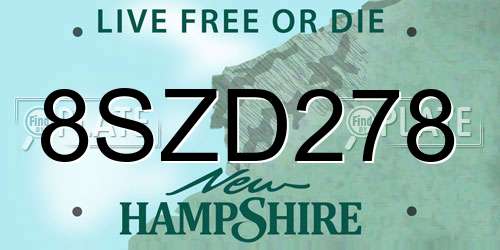 8SZD278 New Hampshire License Plate