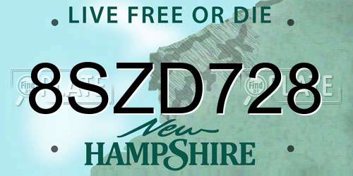 8SZD728 New Hampshire License Plate