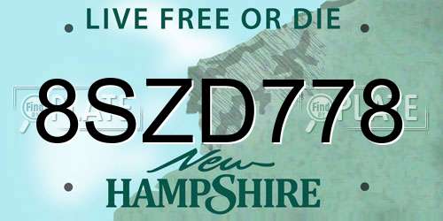 8SZD778 New Hampshire License Plate