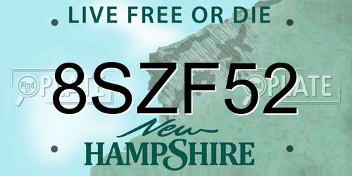 8SZF52 New Hampshire License Plate