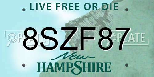 8SZF87 New Hampshire License Plate