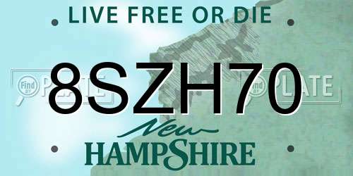 8SZH70 New Hampshire License Plate