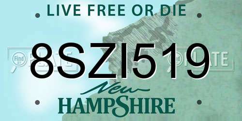 8SZI519 New Hampshire License Plate