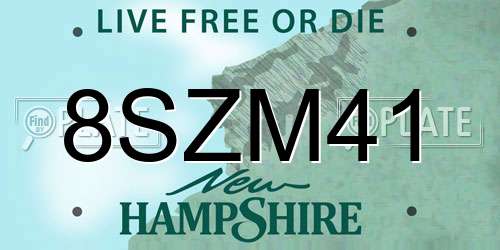 8SZM41 New Hampshire License Plate