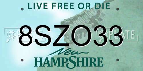 8SZO33 New Hampshire License Plate