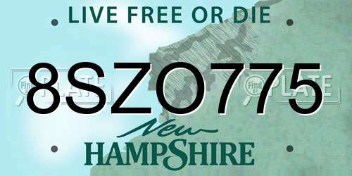 8SZO775 New Hampshire License Plate