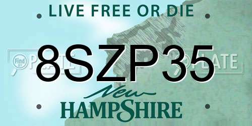 8SZP35 New Hampshire License Plate