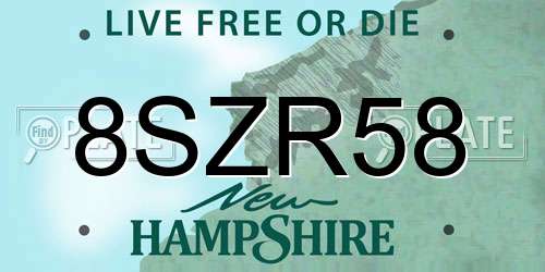 8SZR58 New Hampshire License Plate