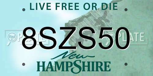 8SZS50 New Hampshire License Plate