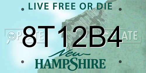 8T12B4 New Hampshire License Plate