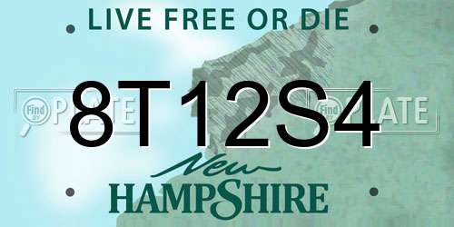 8T12S4 New Hampshire License Plate