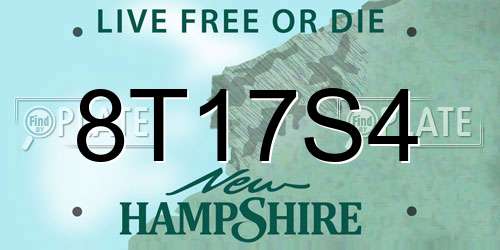8T17S4 New Hampshire License Plate