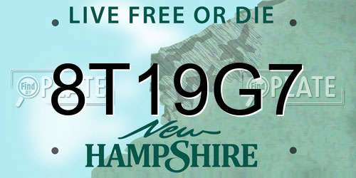 8T19G7 New Hampshire License Plate