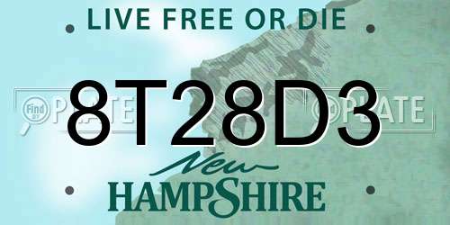 8T28D3 New Hampshire License Plate