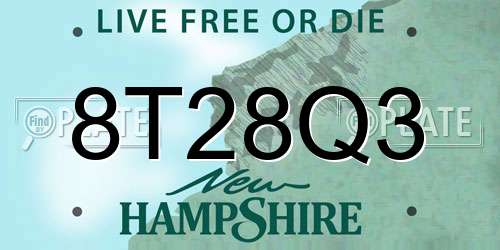 8T28Q3 New Hampshire License Plate