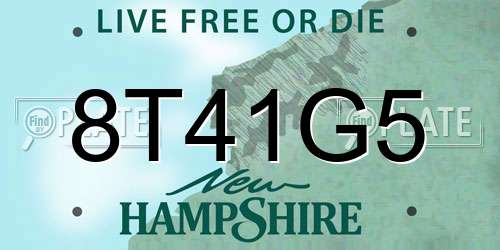 8T41G5 New Hampshire License Plate