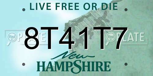 8T41T7 New Hampshire License Plate